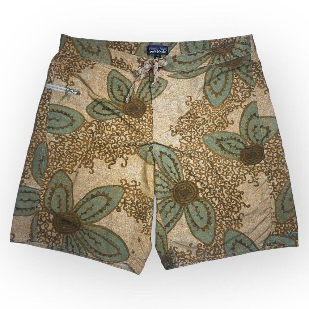Patagonia Board‎ Shorts Mens 40 Brown WaveFarer Floral Swim Trunks
